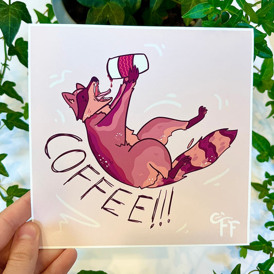 COFFEE Raccoon Mini-Print