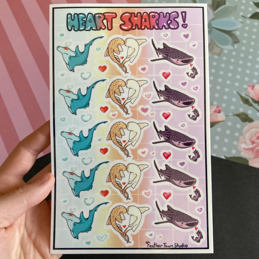 Heart Shark Sticker Sheet