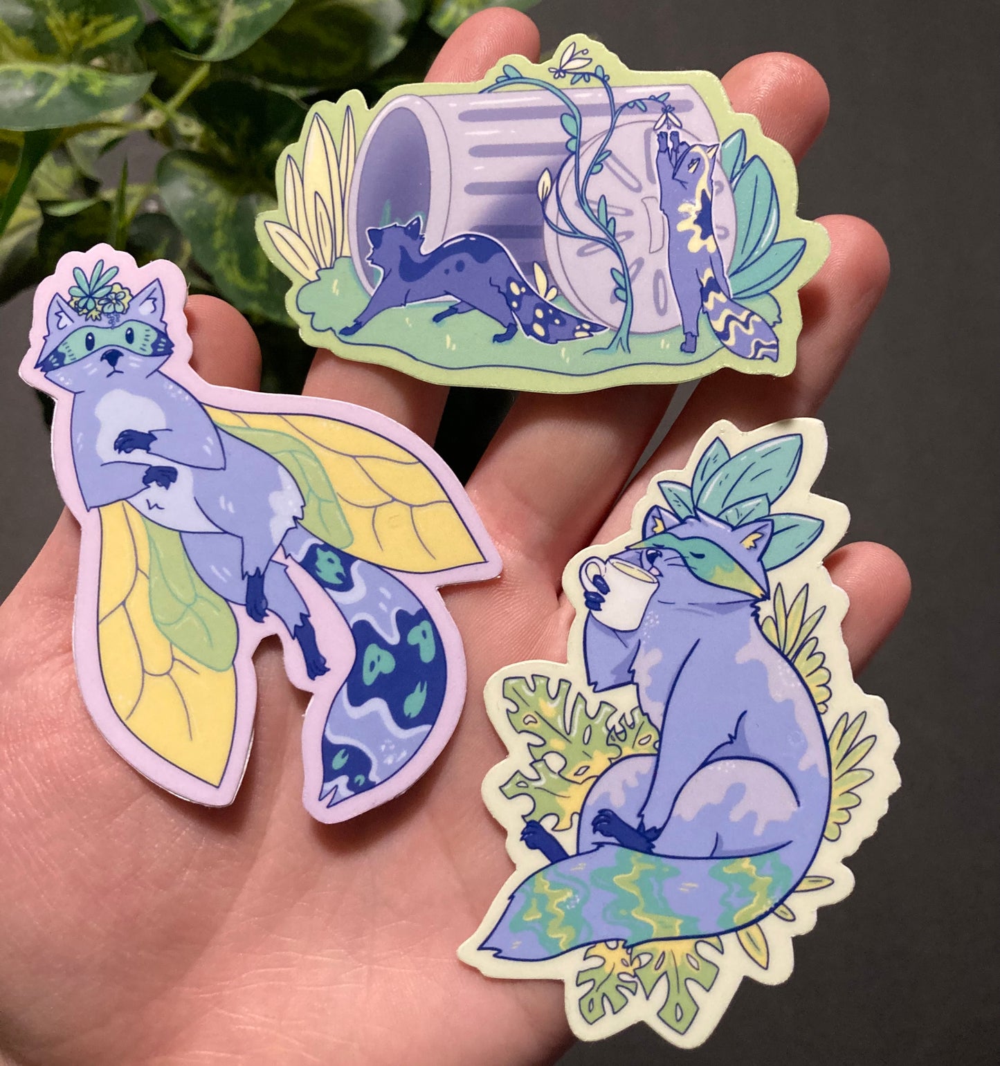 Pastel Fantasy Raccoon Stickers