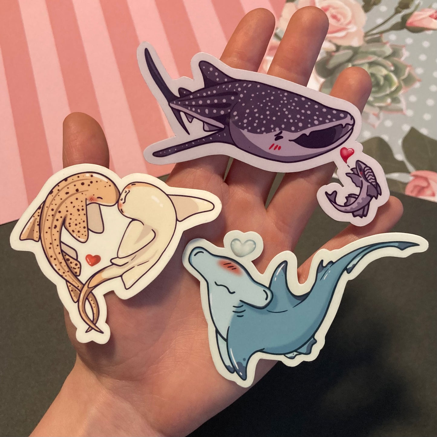 Heart Sharks Die-Cut Stickers