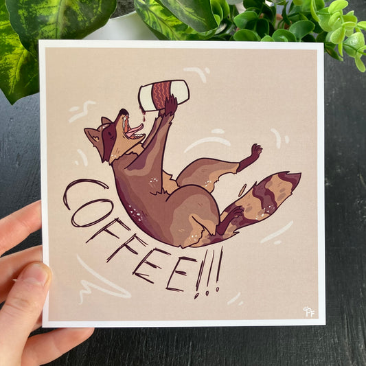 COFFEE Raccoon Mini-Print