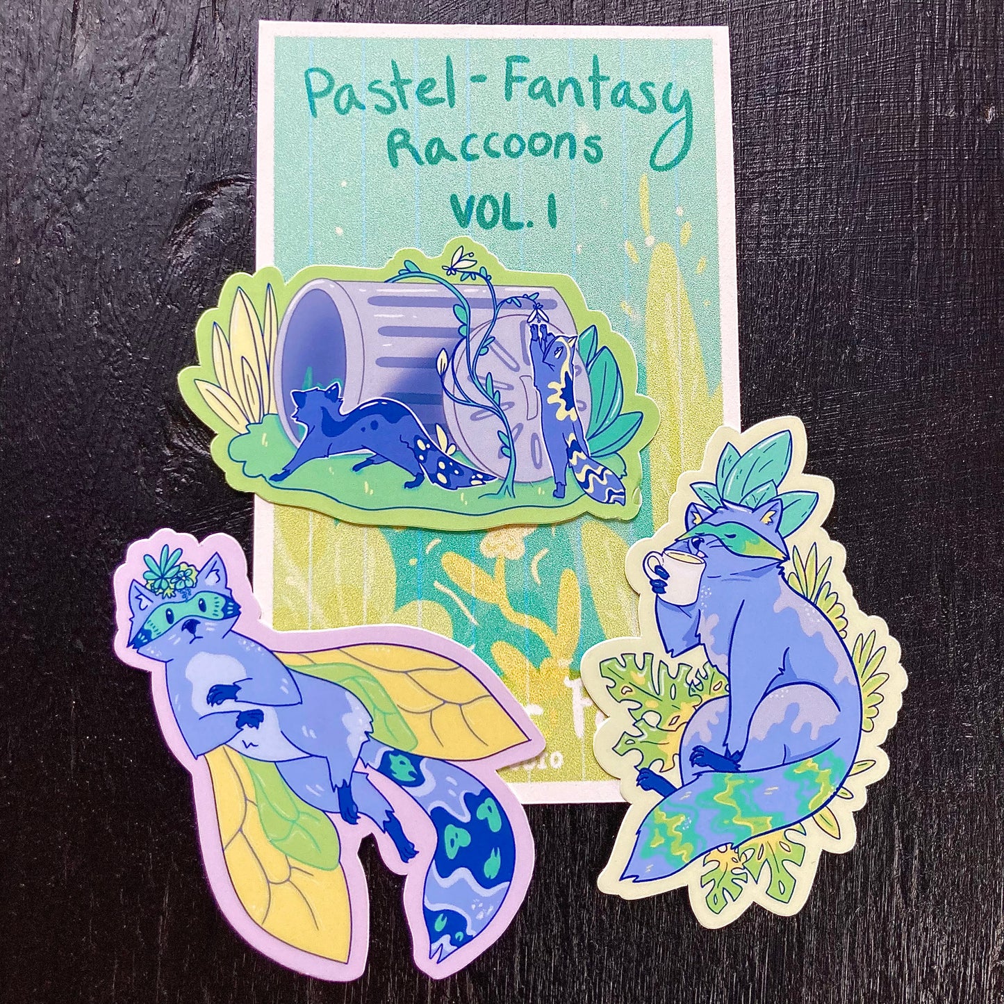 Pastel Fantasy Raccoon Stickers