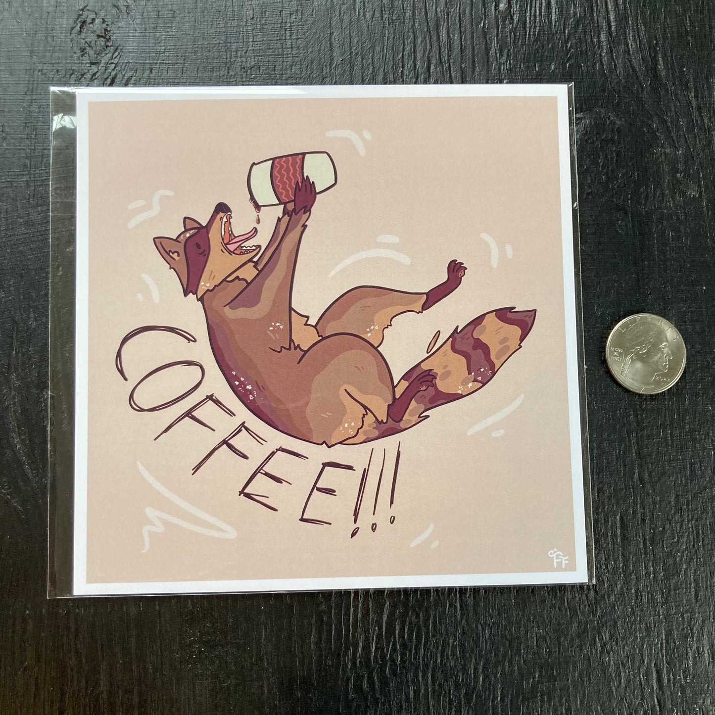 COFFEE Raccoon Mini-Print