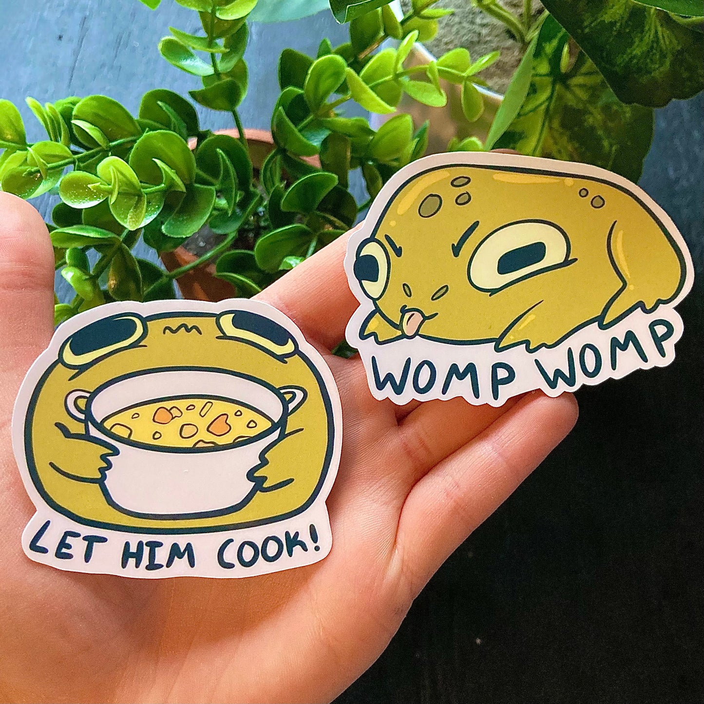 Womp Womp & LET HIM COOK Frog Stickers