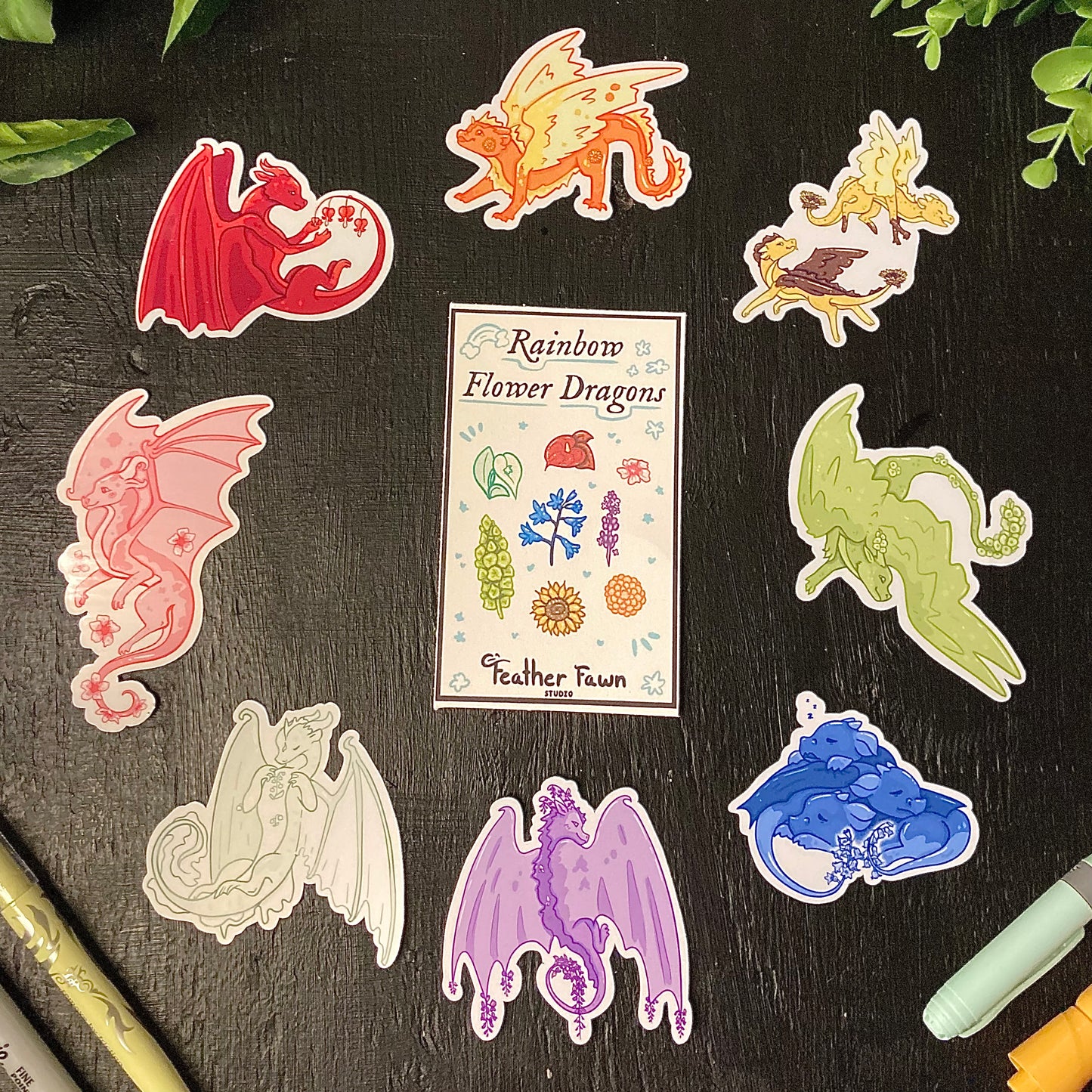 Rainbow Flower Dragon Stickers