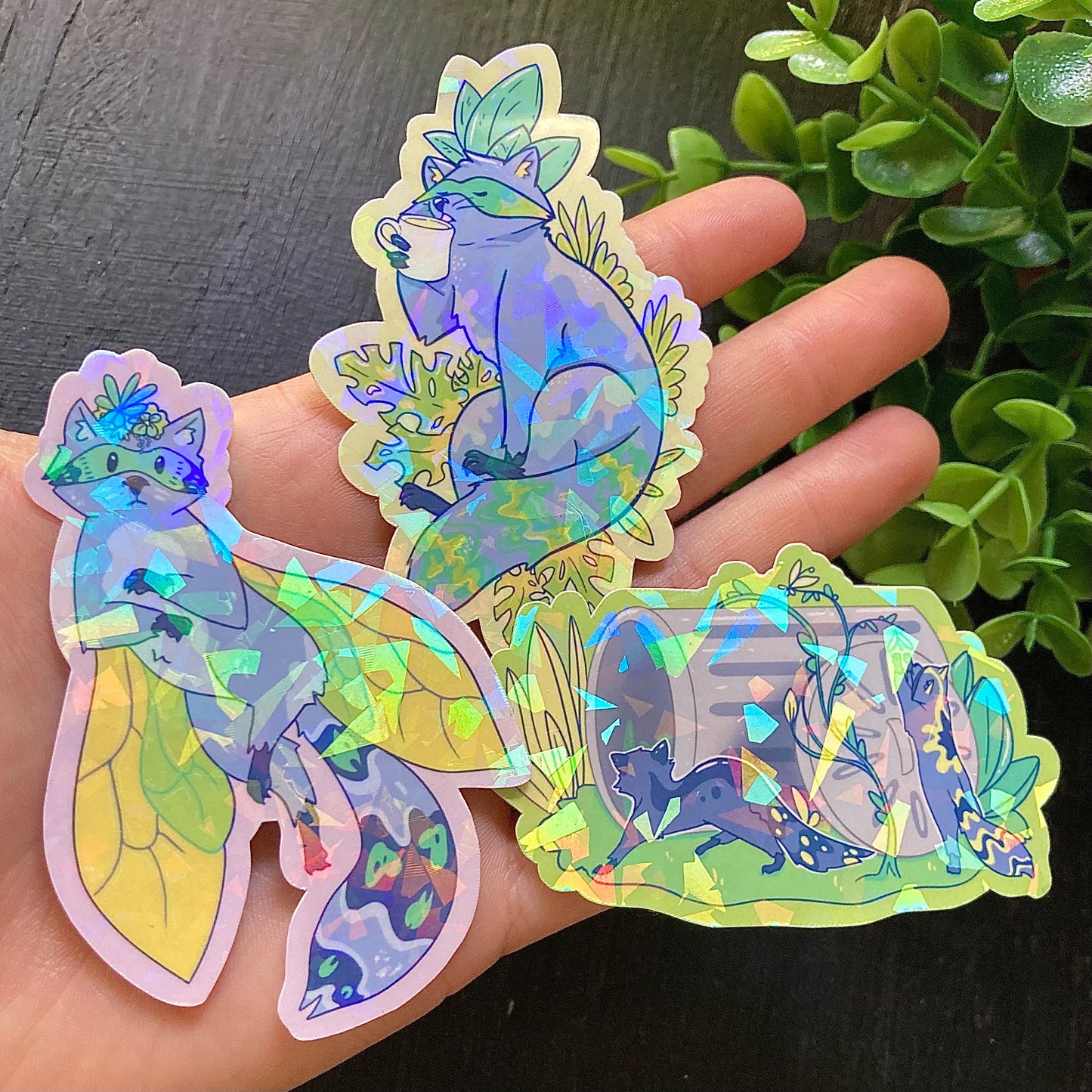 Pastel Fantasy Raccoon Stickers