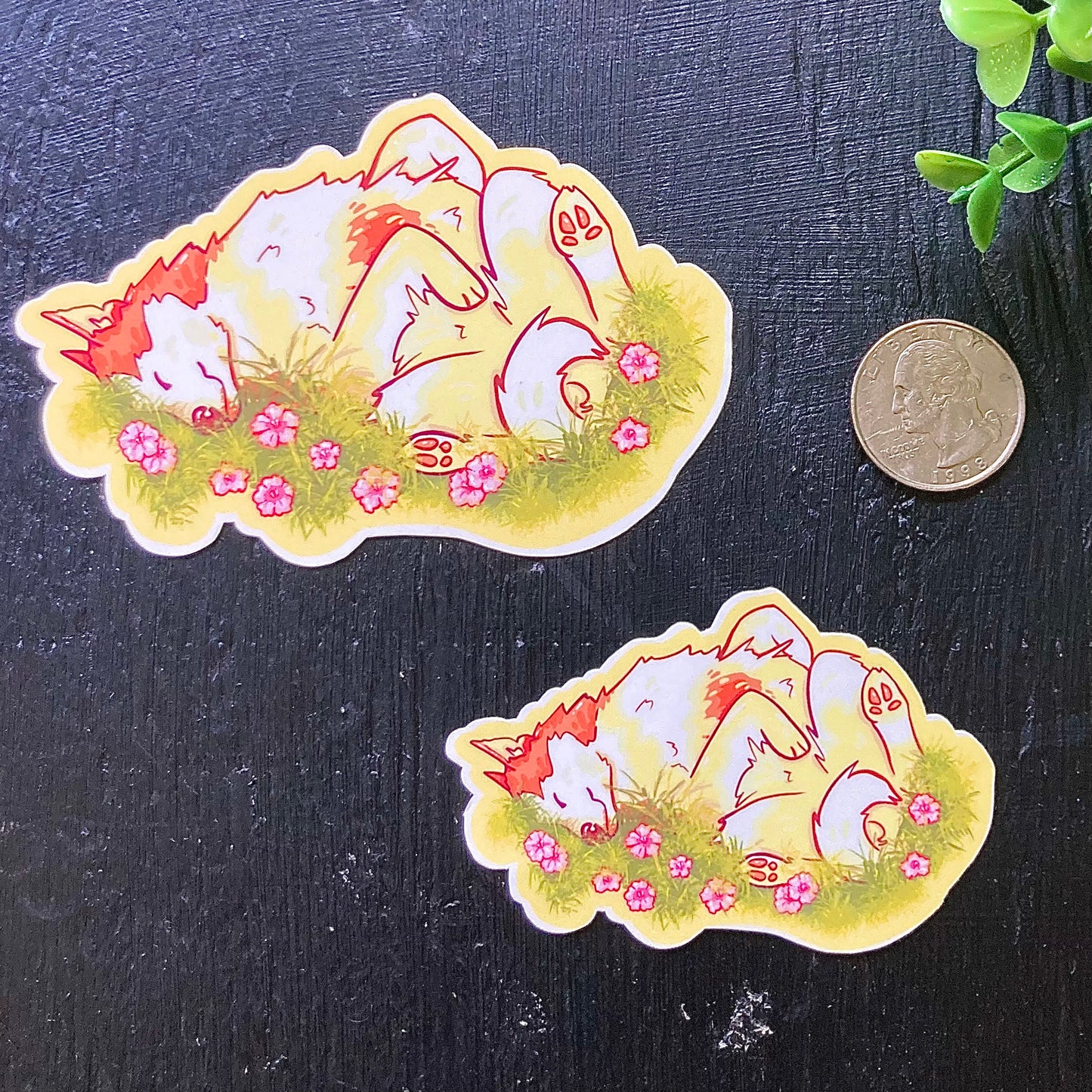 Dog Laying in Flowers Sticker