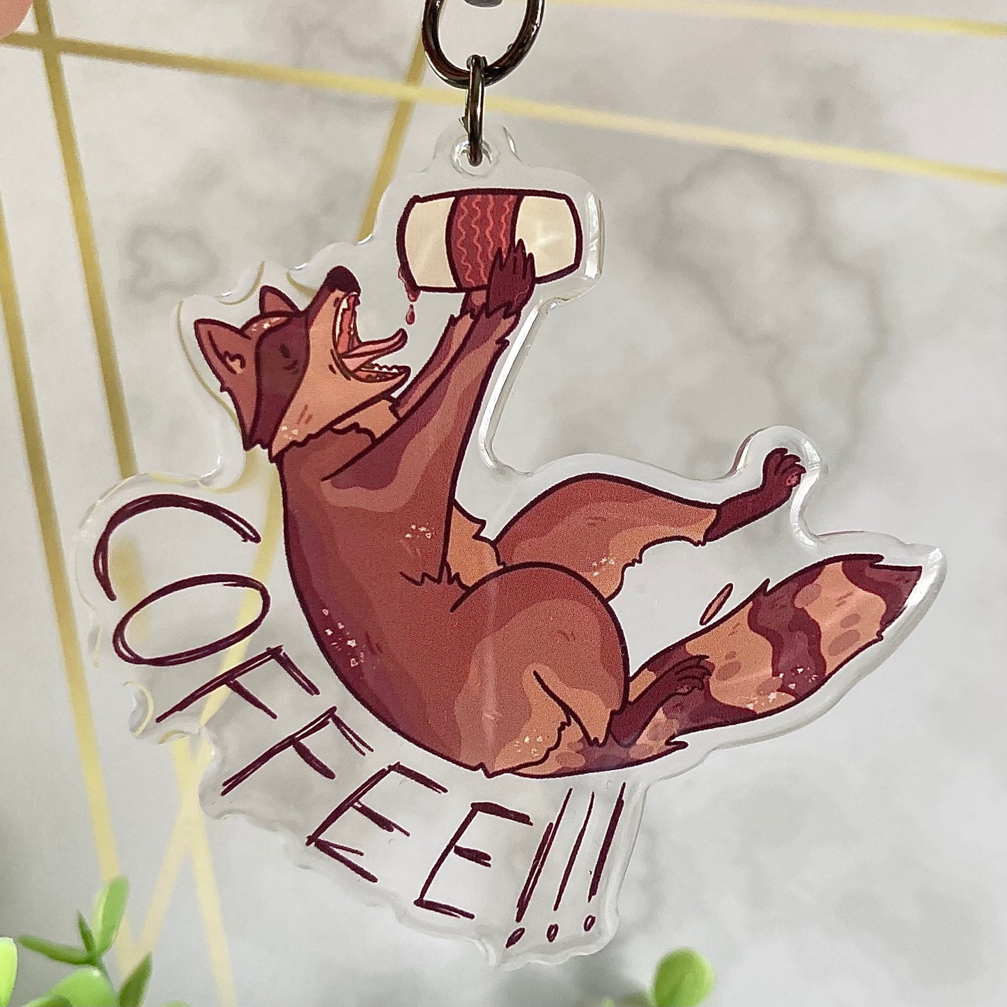 COFFEE Raccoon Keychain!