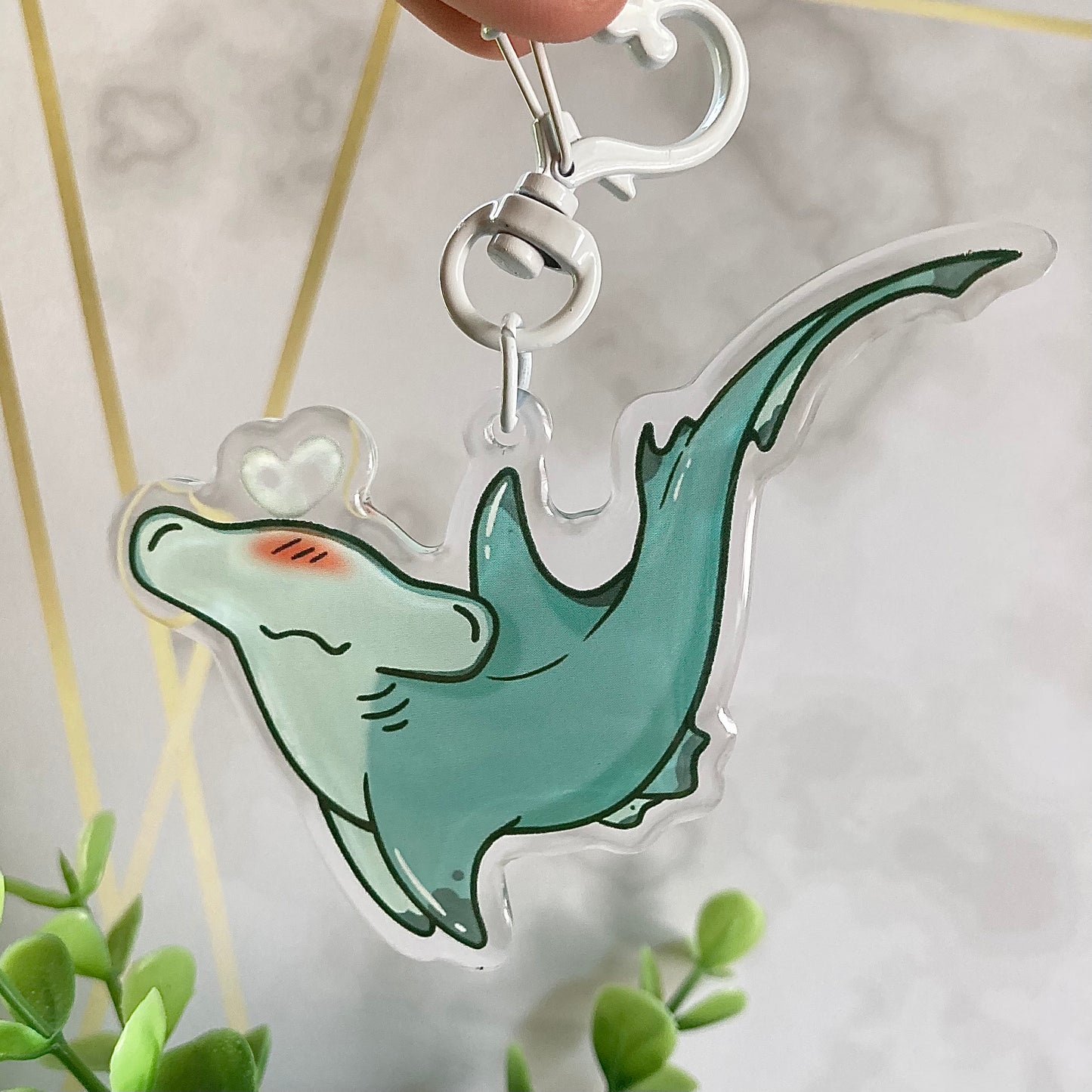 Hammerhead Heart Shark Keychain!