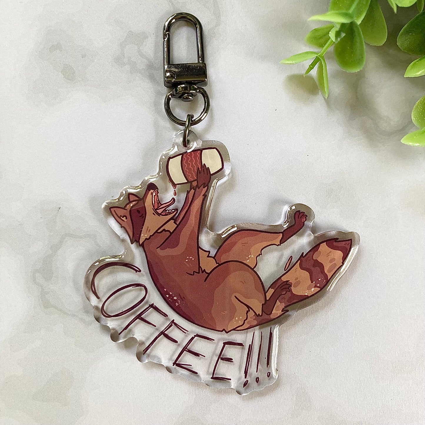 COFFEE Raccoon Keychain!