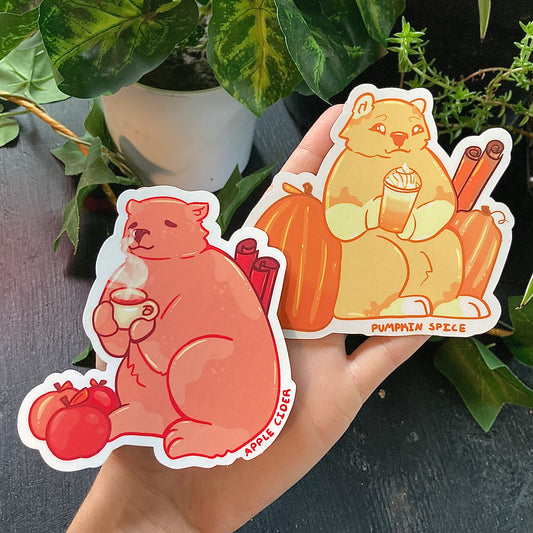 Apple Cider and Pumpkin Spice Bear Stickers