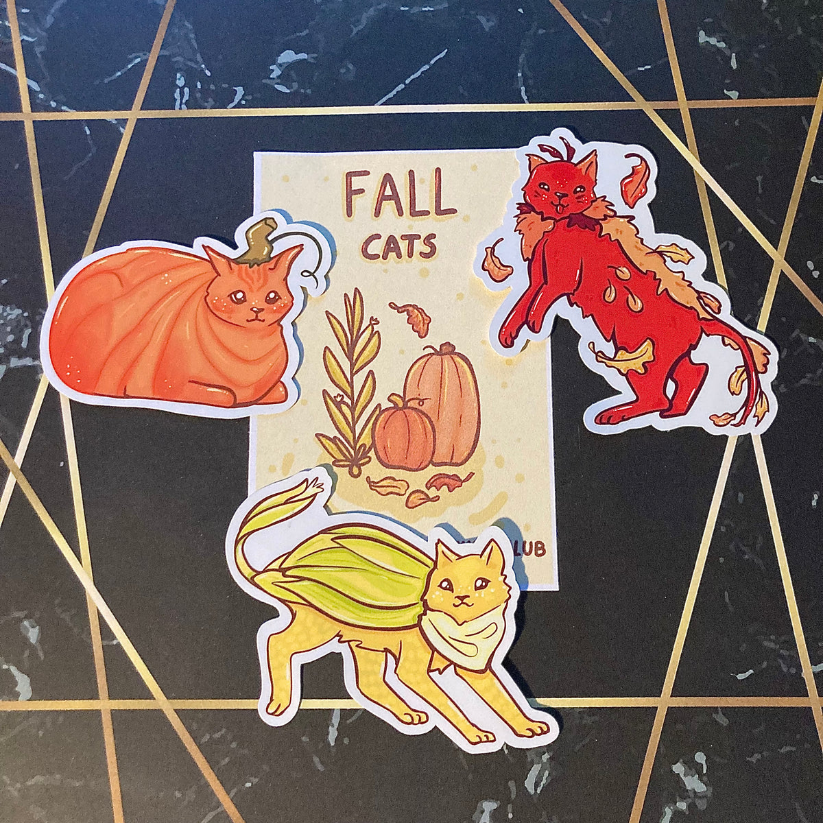 Fall Cat Stickers Fall Cats Sticker Pack – Feather Fawn Studio