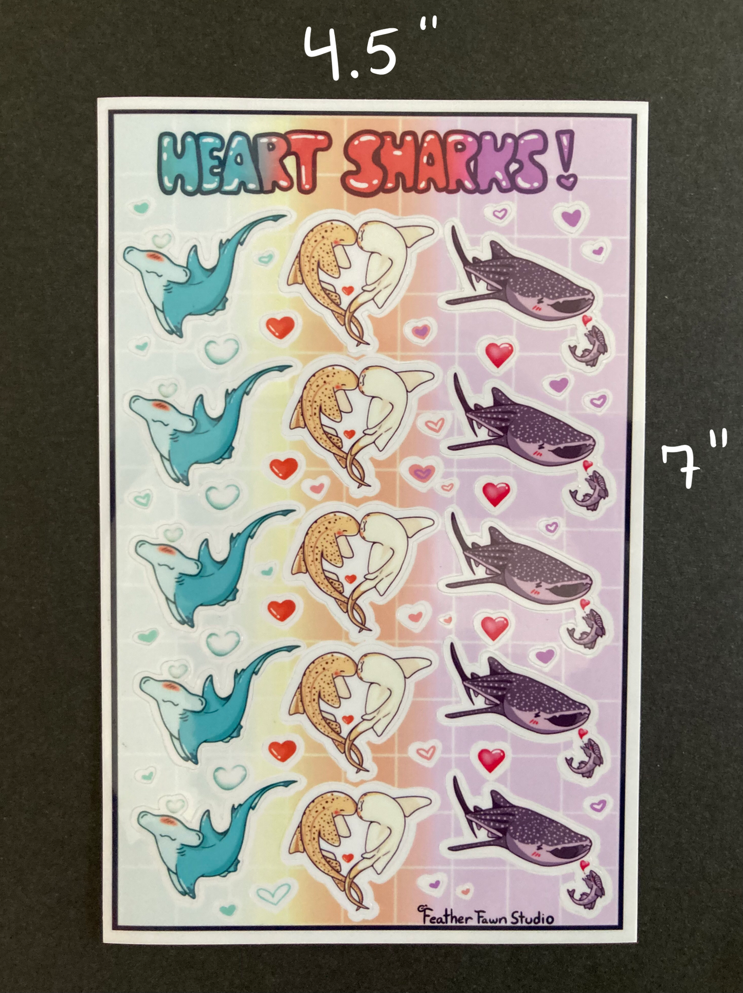 Heart Shark Sticker Sheet